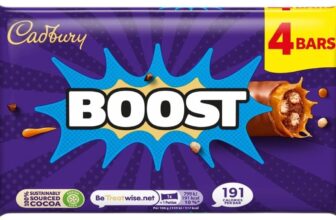 Cadbury Boost Original Chocolate Bars Filled With Biscuit & Cocoa With Chewy Caramel & Cadbury Milk Chocolate, Multipack of 4 x 37 g Bars (Pack of 1)