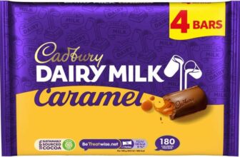 Cadbury Dairy Milk Caramel Chocolate Bar, Milk Chocolate with Smooth Caramel Filling, 4 x 37 g Bars Per Pack (£1.42 S&S)