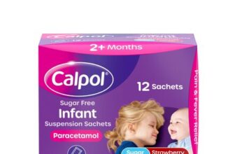 Calpol Sugar-Free Paracetamol Sachets, Strawberry Flavour, 2 Months