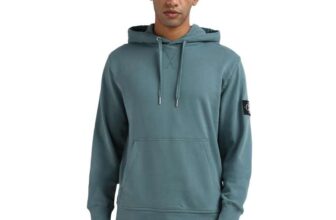 Calvin Klein Mens Badge Hoodie XXS – Blue North Atlantic