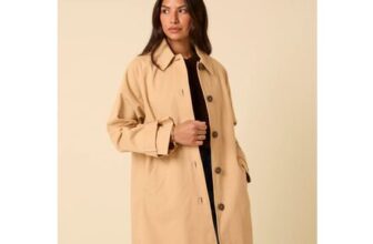 Camel Single Breasted Cropped Trench Coat