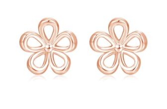 Cangall Rose Gold Flower Stud Earrings with Cubic Zirconia