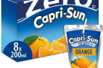 Capri-Sun Zero Orange Kids Juice Drink (8 x 200ml), No Added Sugar – Made with Real Fruit Juice – No Preservatives, Artificial Colours, or Flavours – Vegan, Gluten Free