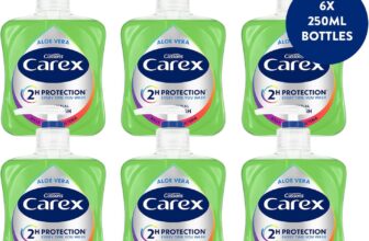 Carex 2 Hour Protection Antibacterial Aloe Vera Hand Wash, Added Natural Moisturisers, Gentle & Protects Hands, Bulk Buy, Pack of 6 x 250ml