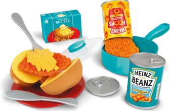 Casdon Heinz Beanz & Hoops Make & Play Set Assorted Toy Set For Children Aged 2 Includes Make-Believe Heinz Tins, Saucepan, Plate, And Cutlery Just Like The Real Thing