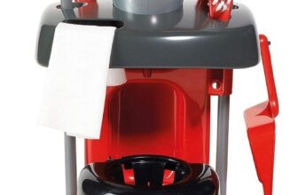 Casdon Henry & Hetty Toys – Henry Deluxe Cleaning Trolley – Red Henry-Inspired Toy Playset with Working Hand Vacuum – Kids Cleaning Trolley Set with Accessories – For Children Aged 3