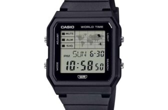 Casio Mens Collection Watch with World Time, LED Illumimator, New Release, Black, Series LF-30W, with voucher