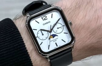 Casio Moon Phase Stainless Steel Leather Strap White Dial Quartz Mens Watch MTP-M305L-7A, w/code