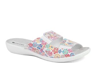 Casual Two-Strap Sandals – White Floral