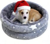 Cat Bed, Washable Cat Bed for Indoor Cats, Soft Plush Faux Fur Dog Bed, Round Pet Bed for Puppy and Kitten(60cm)