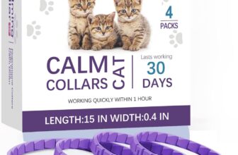 Cat Calming Pheromone Collar for Aggression – Safe & Adjustable – Anxiety and Stress Relief for Medium/Large Kittens,Adjustable & Waterproof, 4-Pack. (Purple)