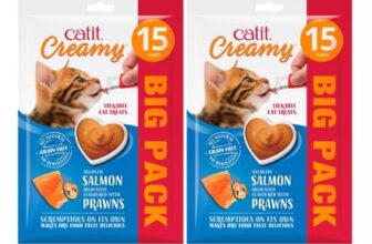 Catit Grain-Free Salmon Prawn Lickable Cat Treats, Multipack
