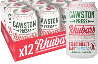 Cawston Press Sparkling Rhubarb Fizzy Drink Blended With Sparkling Water and Pressed Apple Juice (330ml x 12 cans) No Added Sugar