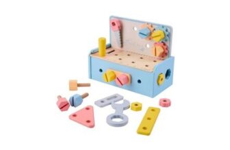 Chad Valley Wooden Tool Box-Blue