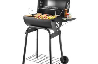 Charcoal BBQ Grill Smoker with Side Shelves