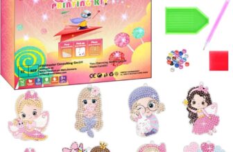 Chengxun Diamond Art for Kids, 8 Pcs Girls Gem Art Keychain, Art Crafts Diamond Painting Kit for Kids, Painting by Numbers Girls Gift Ages 6-8 -10-12 Purse/Key Pendant/Bag Decor (Pink02)