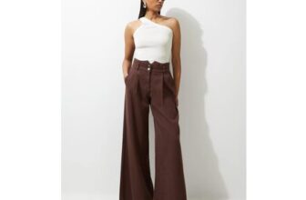 Chocolate Denim Wide-Leg Trousers