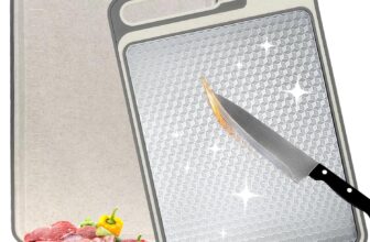 Chopping Board for Kitchens, Cutting Board Double Sided Stainless Steel Chopping Boards Wheat Straw, for Vegetables & Meat, Fruit, Sturdy and Durable and Easy to Clean