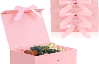 Chostky 4Pcs Gift Box with Lids, 23177cm Magnetic Closure Folding Gift Boxes, Bridesmaid Proposal Box with Ribbons for Christmas Mothers Day Fathers Day Graduations Weddings Birthdays (Pink)