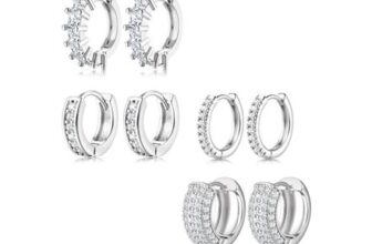 Chriscoco 4 Pairs Gold Hoop Earrings, 14K Plated