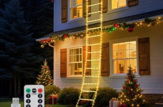 Christmas Ladder Lights, 9.9Ft Santa Claus Climbing Lights, 256 LED, 8 Modes, Timer Memory Function, USB Powered for Indoor Outdoor Xmas Tree Balcony Window Decor