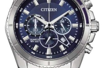 Citizen Mens Blue Chronograph Dial Stainless Steel Bracelet Watch