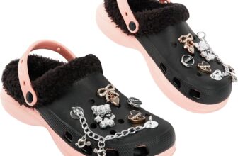 CityComfort Clogs for Girls, Winter Slippers with Removable Fleece & Charms, House Mules & Garden Shoes with Adjustable Strap