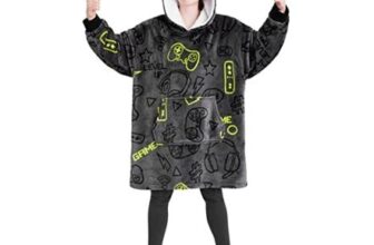 CityComfort Oversized Hoodie Blanket with Sherpa Hood for Kids Grey