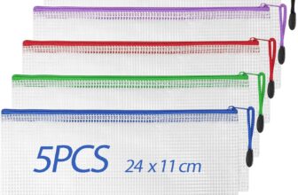 Clear Pencil Case, Plastic Pencil Pouch Zipper File Bags 5PCS Exam Pencil Case with Strong Zipper for School Supplies, Bills, Cosmetics, Stationery and Travel Accessories, 5 Colors