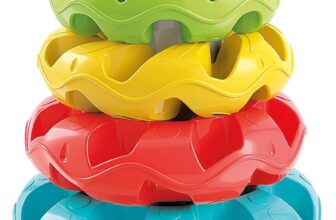 Clementoni- Stacking Rings Baby Toy: 5 Colourful Rings & Textured Surfaces, Develops Motor Skills & Sensory Play (10 months)