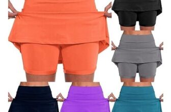 Cocila 2-in-1 Short Leggings for Women, Pockets, Orange, S