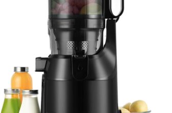Cold Press Juicer, Fretta Slow Masticating Machines with 135mm&1.8L Chute, Fit Whole Fruits & Vegetables, Easy Clean,Self Feeding Juicer with High Juice Yield,PCTG BPA-Free, 250W (Black)