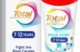 Colgate Total Kids 7-12 Years Mild Mint Toothpaste 50ml – for new Permanent Teeth – Fights Root Causes² of Many Oral Health Problems – Sugar Acid Protection³ – Suitable for Braces