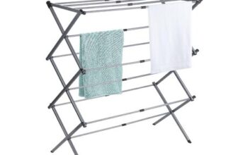 Collapsible Clothes Drying Rack, Metal, Grey, 105cm