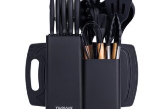 Cooking Utensils Set with Chopping Board Knife Set with Block Heat Resistant