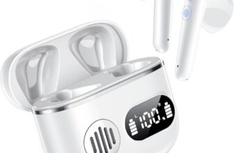CoolJumper 2026 Ultimate Bluetooth V6.1 Earbuds, Dual LED Display, Mini In-Ear Design, Deep Punchy Bass, 48H Playtime, IP7 Waterproof, White
