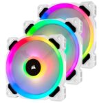 Corsair LL120 RGB 120mm Dual Light Loop PWM RGB Fan – Triple Fan Kit with Lighting Node PRO – White