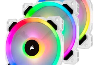 Corsair LL120 RGB 120mm Dual Light Loop PWM RGB Fan – Triple Fan Kit with Lighting Node PRO – White
