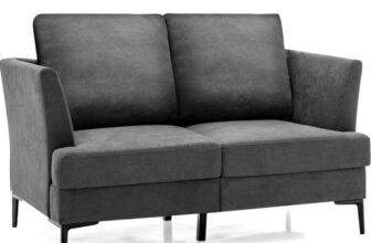 Costway 2 Seater Grey Linen Fabric Sofa
