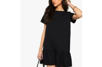 Cotton Ruffle Dropped Hem Smock Dress