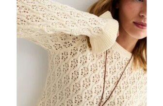 Cream Cotton Rich Pointelle Frill Trim Jumper