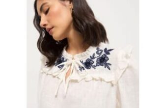 Cream Floral Collar Blouse