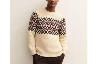 Cream Regular Fairisle Fluffy Knit Crew Neck Jumper