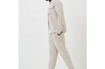 Cream Smart Pique Co Ord Jogging Bottoms