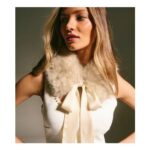 Cream Tie up Faux Fur Collar