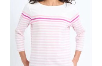 Crew Clothing Pink Multi Stripe Breton Cotton Top – Sizes 8 to 16