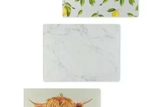 Crofton Kitchen Glass Worktop Saver, Highland Cow, Lemon, Marble or Measurements