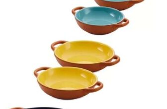 Crofton Tapas Cookware, 3 Piece Small in Yellow/Petrol/Blue, 2 Piece Medium or 1 Piece Large