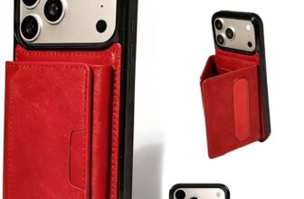 Cruelty Free Leather Case Compatible with iPhone 17 Pro Max 6.9 2025 iPhone Case Premium PU Leather Magnetic Card Slots wallet case (CM-17PM) Red