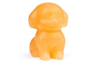 CrystalTears Yellow Jade Dog Figurine Gift for Dog Lovers